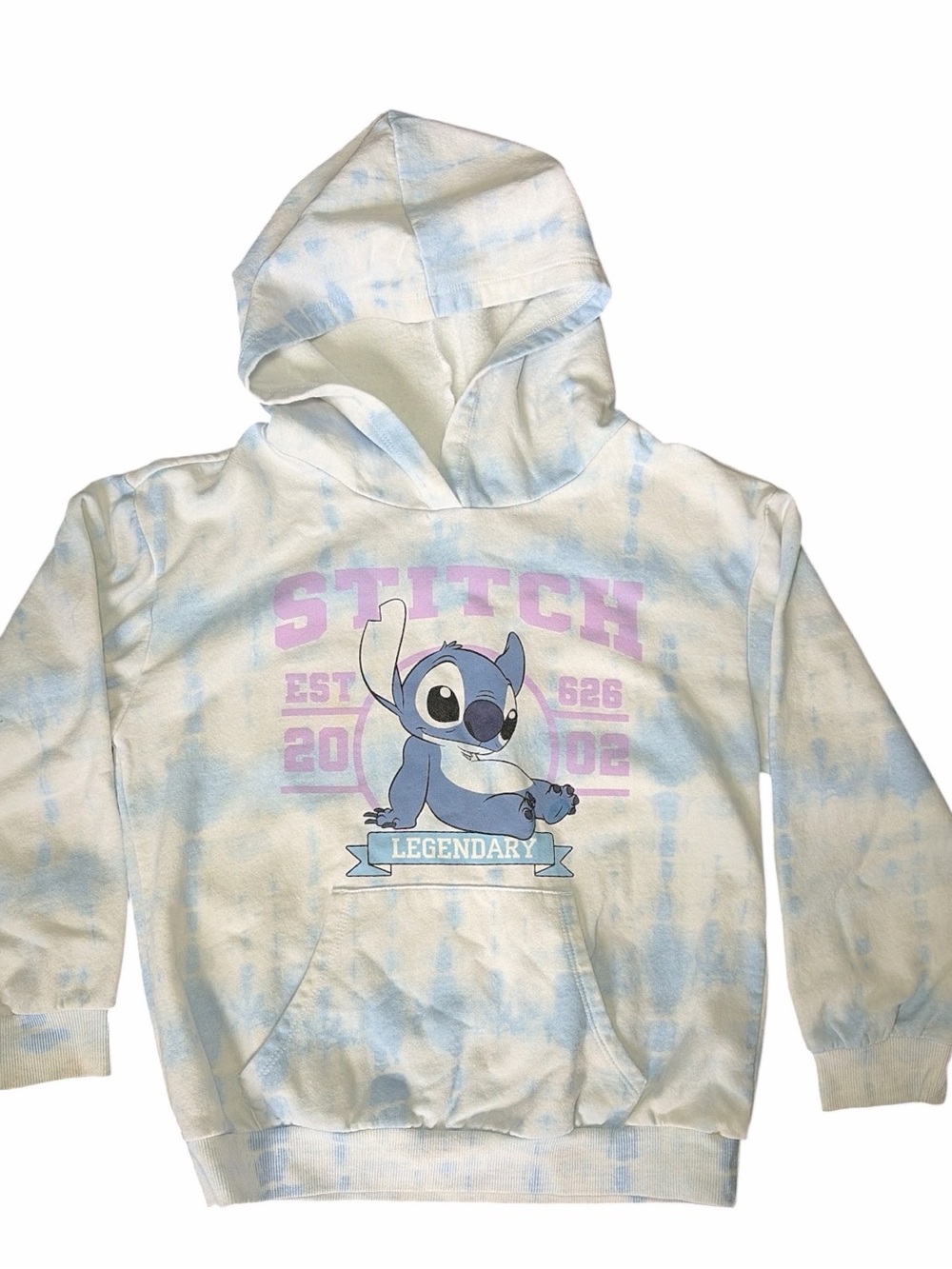 Disney Tie-Dye Stitch Hoodie - Light Blue & White - Girl’s size XL